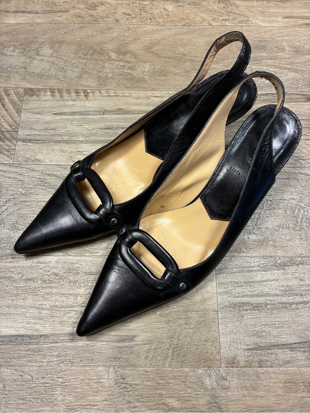 J.Crew Italy Leather Pointy Toe Kitten Heel Slingback Pumps